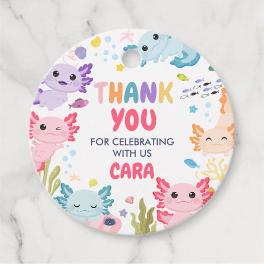 Axolotl Alotl Fun Verjaardagsfeest Rond de gunst T Bedankjes Labels (Voorkant)