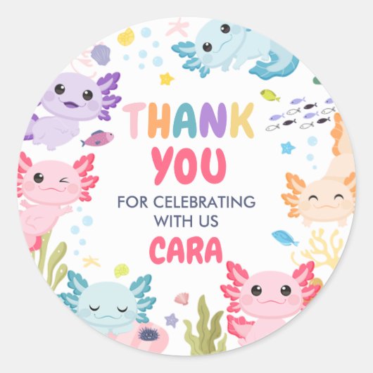 Axolotl Alotl Leuk Verjaardagsfeest Ronde Sticker (Voorkant)