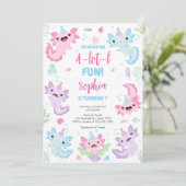Axolotl Alotl Leuke Verjaardagsfeest Uitnodiging (Staand voorkant)