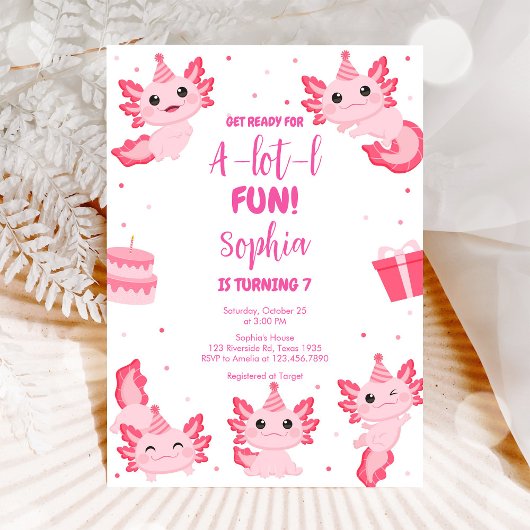 Axolotl Alotl Leuke Verjaardagsfeest Uitnodiging