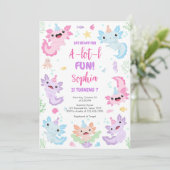 Axolotl Alotl Leuke Verjaardagsfeest Uitnodiging (Staand voorkant)