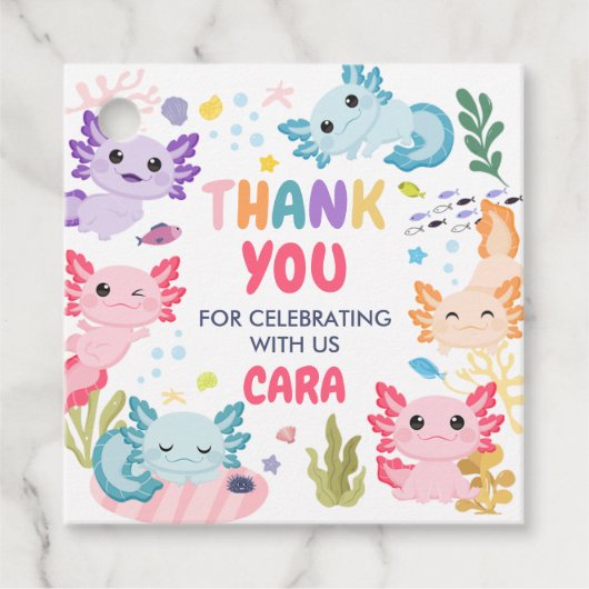 Axolotl Alotl Plein voor verjaardagsfeestje Bedankjes Labels (Voorkant)