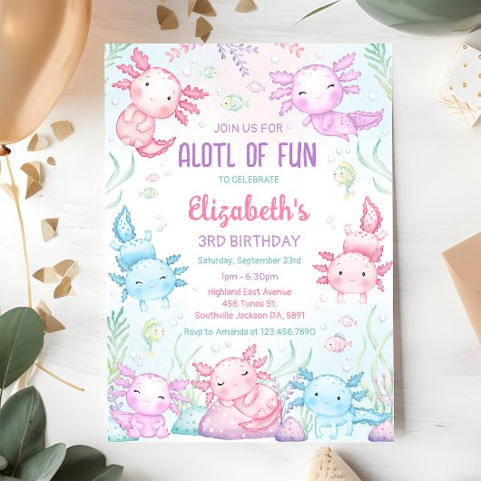 Axolotl ALOTL VOL FUN Geboorte Uitnodiging