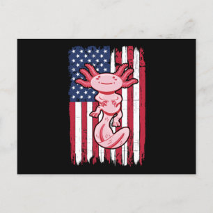 Axolotl American Flag Gift USA, 4 juli diersoort Briefkaart