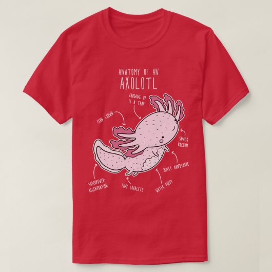 Axolotl-anatomie T-shirt (Design voorkant)
