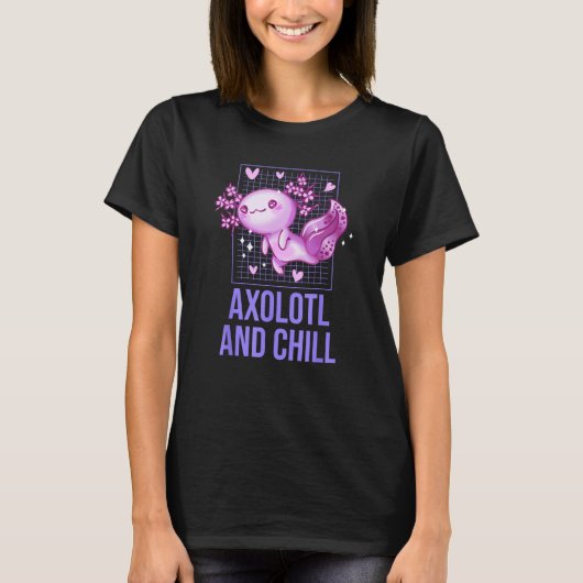 Axolotl and Chill Animal Meme Salamander Animal Pu T-shirt (Voorkant)