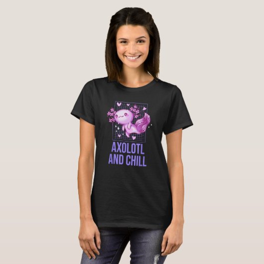 Axolotl and Chill Animal Meme Salamander Animal Pu T-shirt (Voorkant volledig)