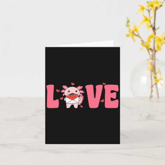 Axolotl Animals With Hearts Love Premium Tri-blend Kaart (Gele Bloem)