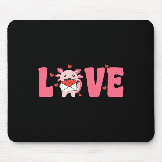 Axolotl Animals With Hearts Love Premium Tri-blend Muismat (Voorkant)