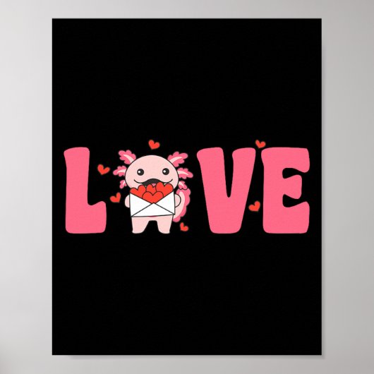 Axolotl Animals With Hearts Love Premium Tri-blend Poster (Voorkant)
