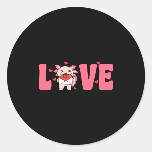 Axolotl Animals With Hearts Love Premium Tri-blend Ronde Sticker (Voorkant)
