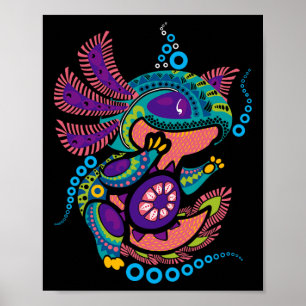 Axolotl Art Aztec Mexicaanse Salamander Mexico Cin Poster