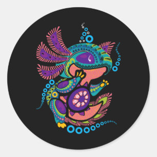 Axolotl Art Aztec Mexicaanse Salamander Mexico Cin Ronde Sticker