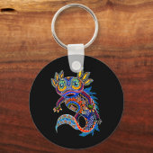 Axolotl Art Aztec Mexicaanse Salamander Mexico Cin Sleutelhanger (Voorkant)