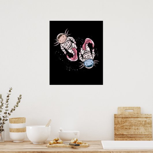 Axolotl Astronaut Gift Kids Outer Space Axol Poster (Keuken)