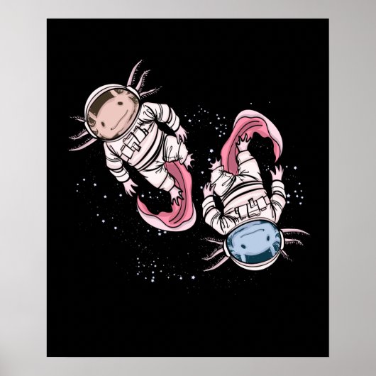 Axolotl Astronaut Gift Kids Outer Space Axol Poster (Voorkant)