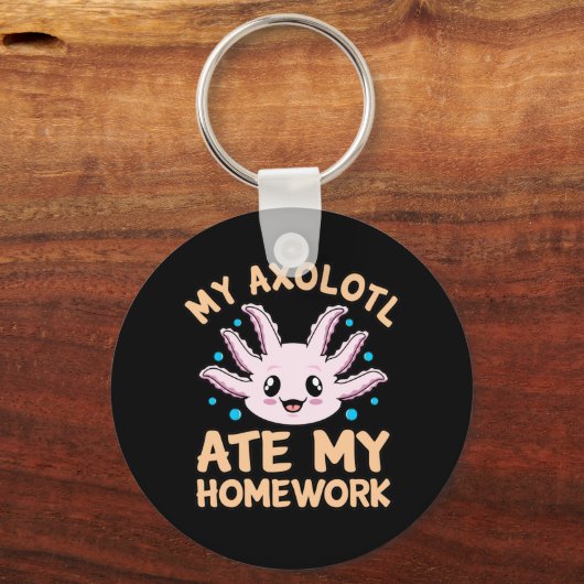 Axolotl Ate Homework Kawaii Dierenvriend Pet Owner Sleutelhanger (Voorkant)