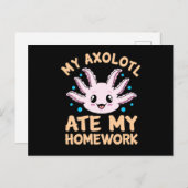 Axolotl Ate Homework Kawaii Dierenvriend Pet Owner Uitnodiging Briefkaart (Voorkant / Achterkant)