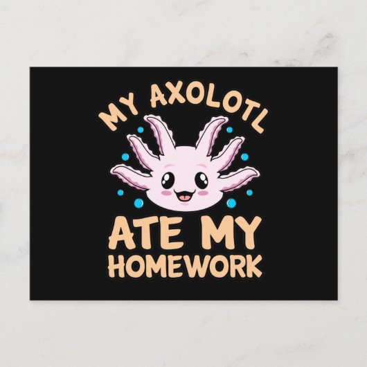 Axolotl Ate Homework Kawaii Dierenvriend Pet Owner Uitnodiging Briefkaart (Voorkant)