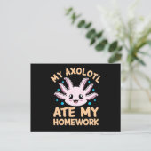 Axolotl Ate Homework Kawaii Dierenvriend Pet Owner Uitnodiging Briefkaart (Staand voorkant)