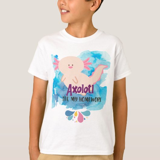Axolotl Ate My Homework, school T-shirt (Voorkant)