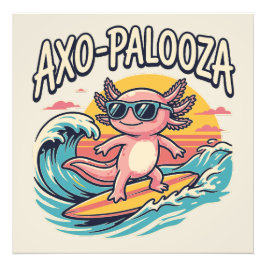 Axolotl Axo-Palooza parodie 90s muziekfestival bru Foto Afdruk