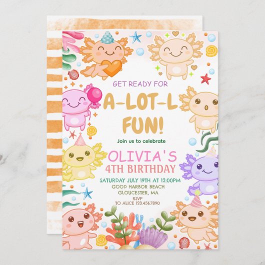 Axolotl Birthday Kaart (Voorkant / Achterkant)