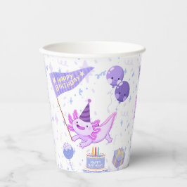 Axolotl birthday papieren bekers