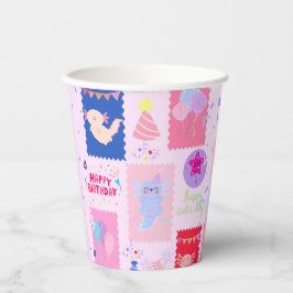 Axolotl birthday papieren bekers