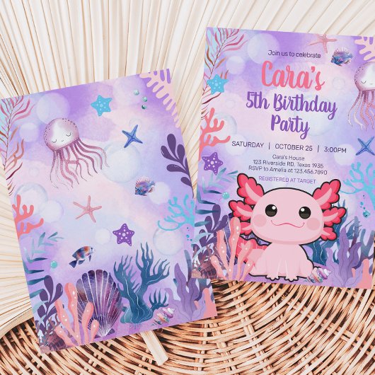 Axolotl Birthday Party Kaart