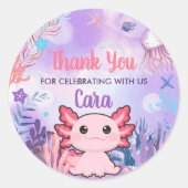 Axolotl Birthday Party Ronde Sticker (Voorkant)