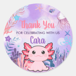 Axolotl Birthday Party Ronde Sticker