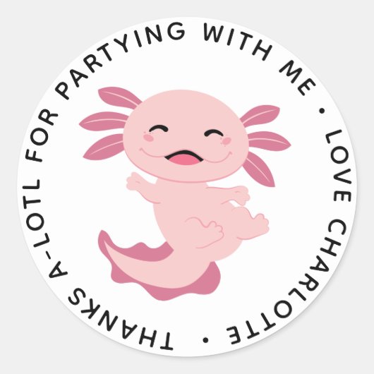 Axolotl Birthday Party Ronde Sticker (Voorkant)