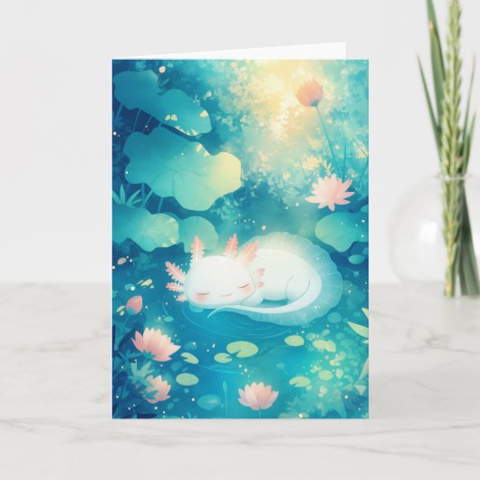 Axolotl Bloem Vijver Sereniteit Kaart (Voorkant)