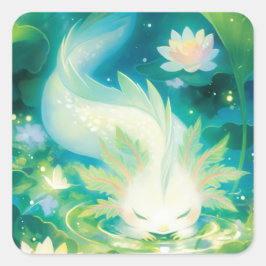 Axolotl Bloemenoase Vierkante Sticker