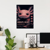 Axolotl Blues Noir Animal Art Poster (Thuiskantoor)