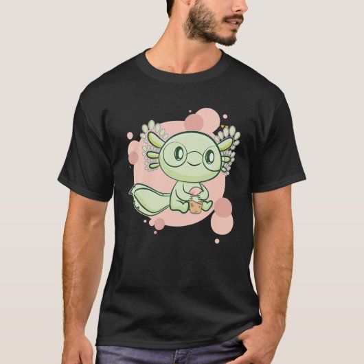 Axolotl Boba Cute Anime Kawaii Pastel Gothic Pearl T-shirt (Voorkant)