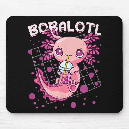 Axolotl Boba Tea beltea Kawaii Anime Japans Muismat (Voorkant)
