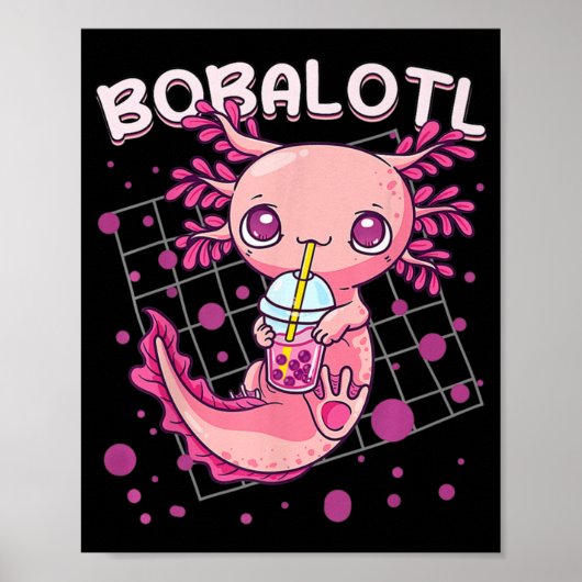 Axolotl Boba Tea beltea Kawaii Anime Japans Poster (Voorkant)