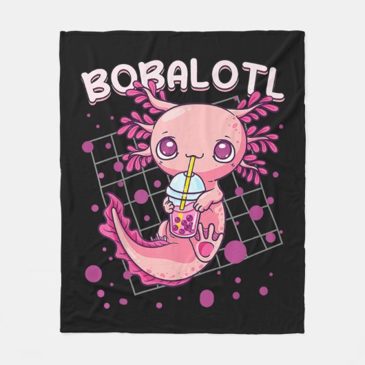 Axolotl Boba Tea Bubble Tea Kawaii Anime Japanese  Fleece Deken (Voorkant)