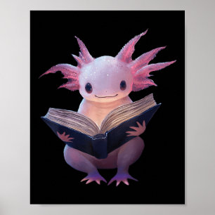 Axolotl Boekenwurm Leesboek Funny Kawaii Graphic Poster