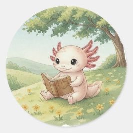 Axolotl Boekenwurm Ronde Sticker