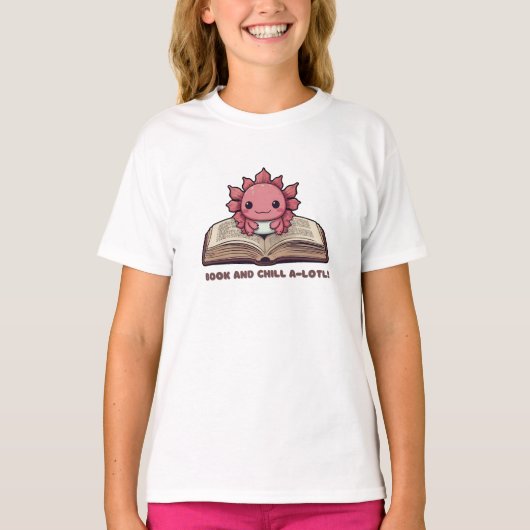Axolotl Booklover Grappig Schattig Dier T-shirt (Voorkant)