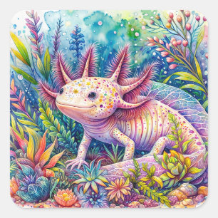Axolotl Botanische Waterverf Art Vierkante Sticker