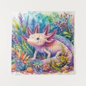 Axolotl Botanische Waterverf Art Wandkleed (Voorkant)