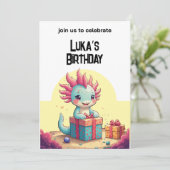 Axolotl Boy & Girl Verjaardagsfeestje Kaart (Staand voorkant)