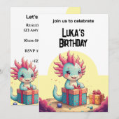 Axolotl Boy & Girl Verjaardagsfeestje Kaart (Voorkant / Achterkant)