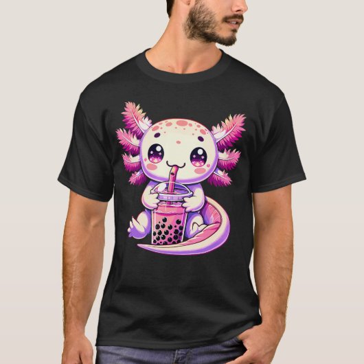 Axolotl Bubble Boba Tea Anime Schattige Kawaii Axo T-shirt (Voorkant)