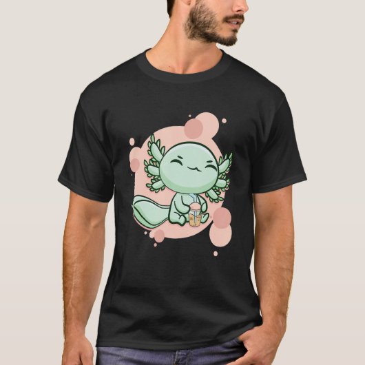 Axolotl Bubble Tea Ambystoma Mexicanum Walking Fis T-shirt (Voorkant)