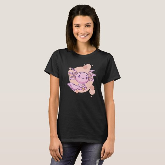 Axolotl Bubble Tea Boba Ambystoma Mexicanum Walkin T-shirt (Voorkant volledig)